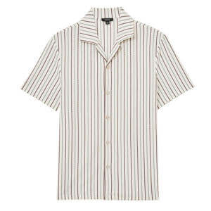 REISS Percy Textured-Stripe Cuban-Collar Shirt